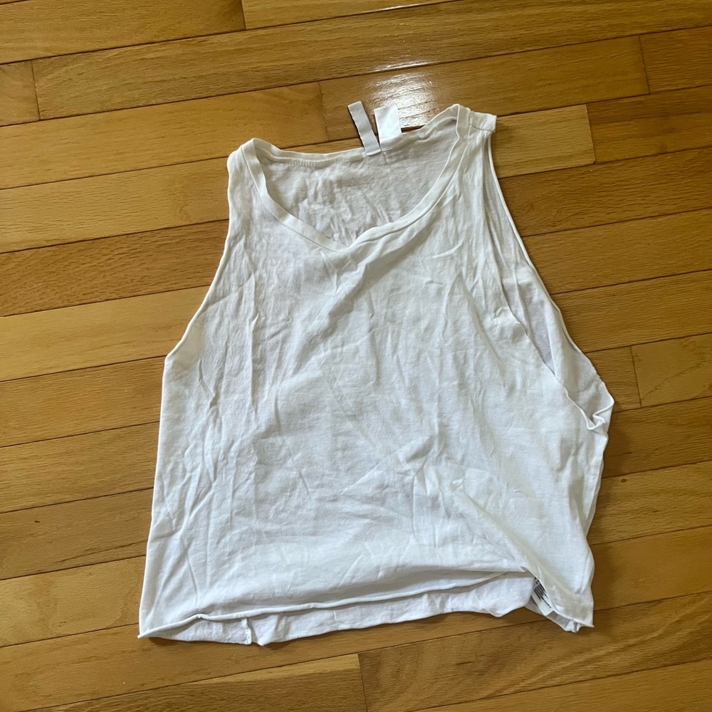 H&M White Cut-Off Tank Top (size S)